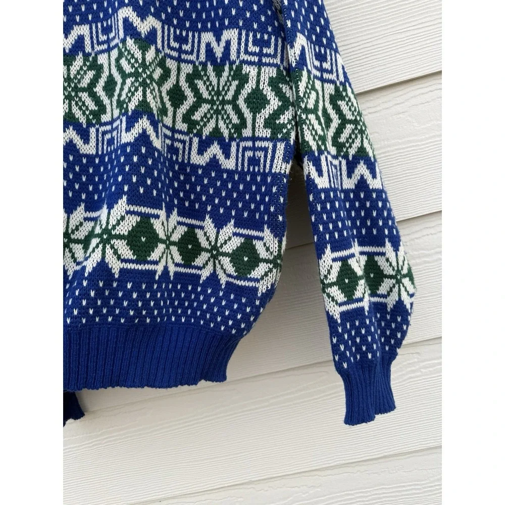 Vintage Puritan‎ Men Crewneck Pullover Sweater Blue Green Holiday Size XL